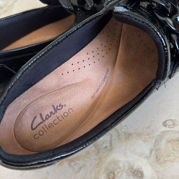 Clarks ZYLAH MAY Black Patent Platform Loafers - Picture 10 of 14